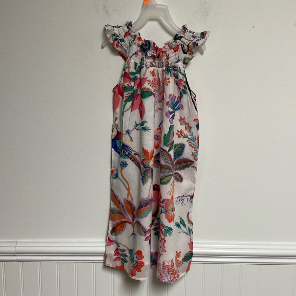 Banjanan Tropical bird & Floral Print sundress sleeveless size 10